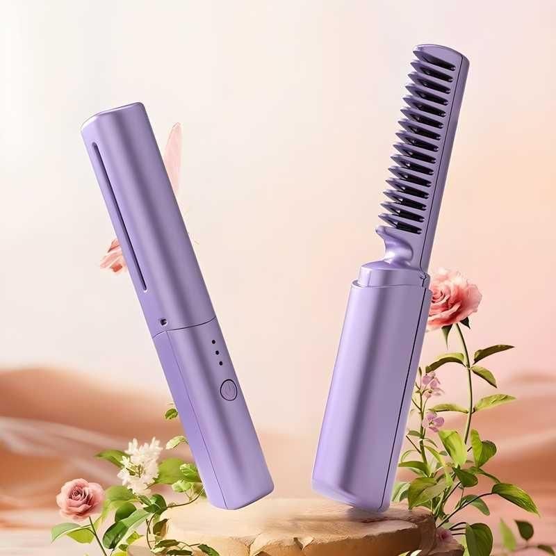 Wireless Heat Straightening Comb – USB Rechargeable & Travel-Friendly