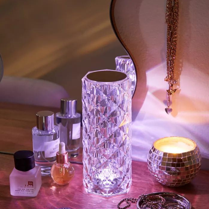 Crystal LED multi-colored lamp